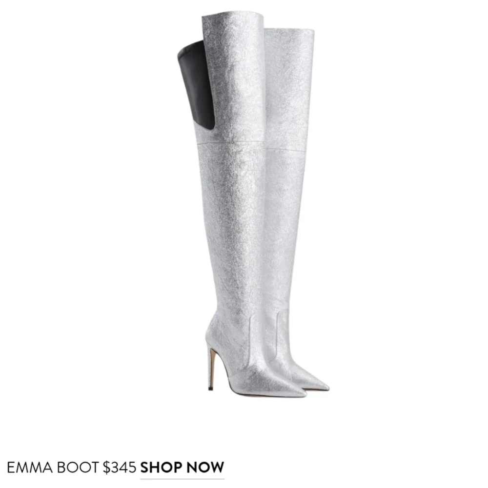 NEW Good American Shimmery Emma Boots Rare